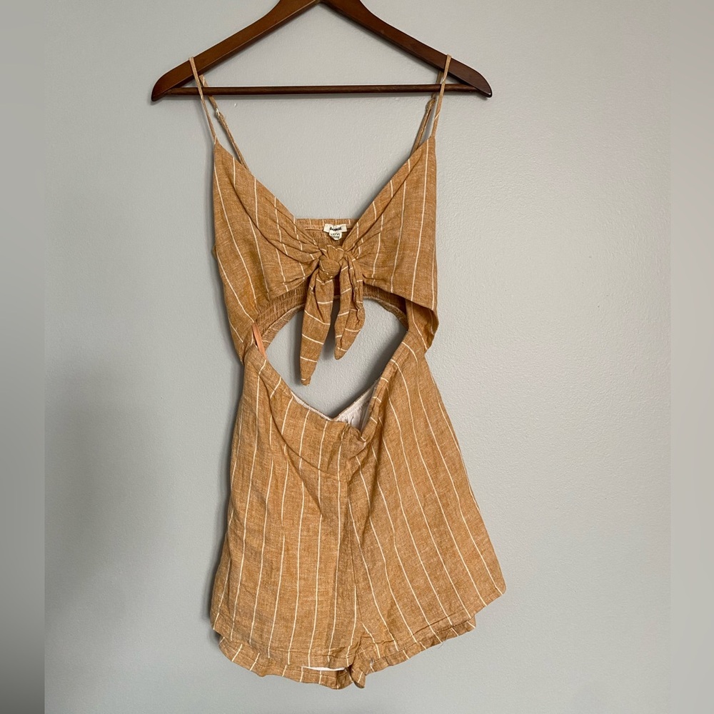 Mustard yellow striped romper